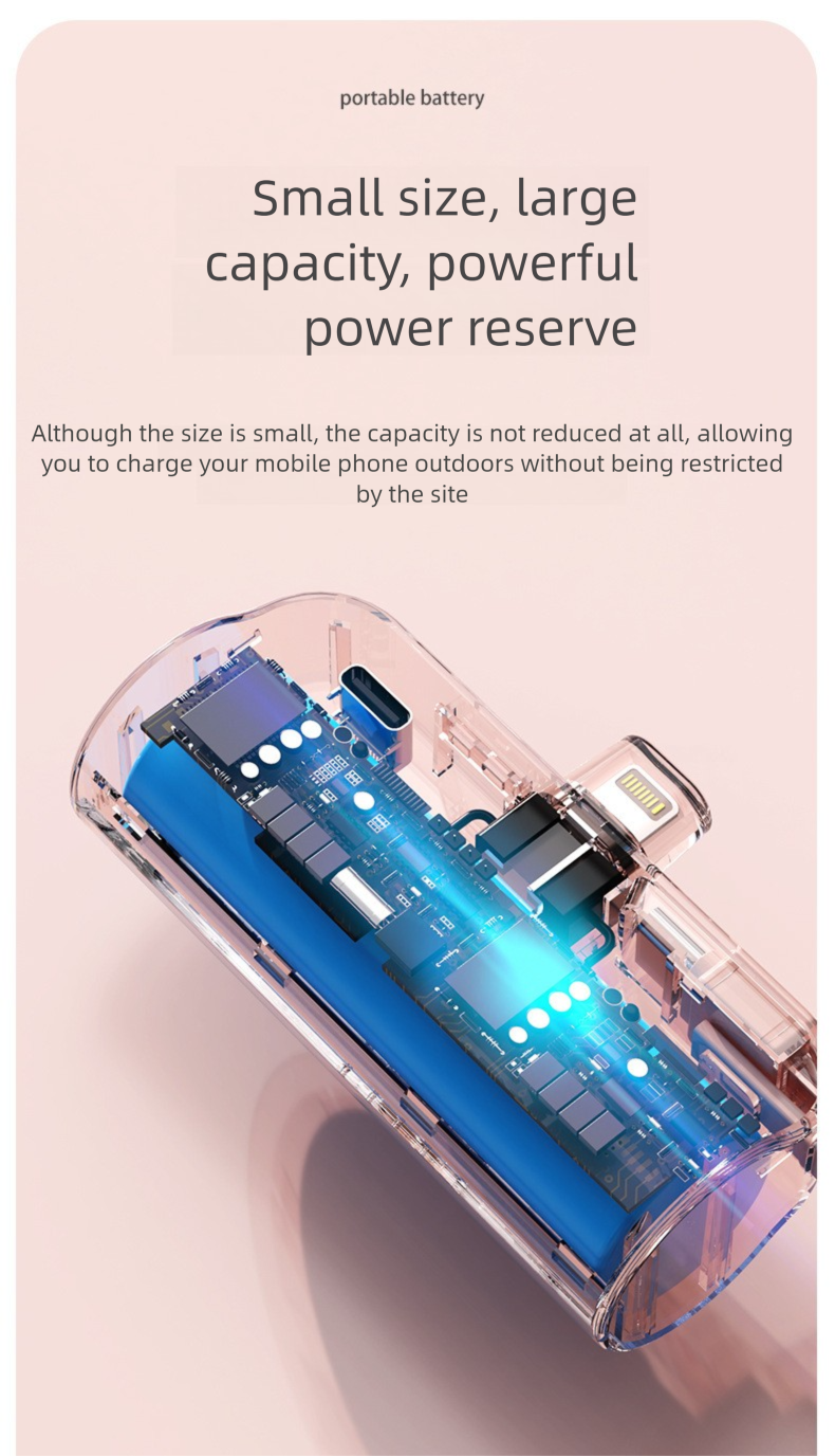 Mini 5000mAh Tasche Kapsel Bank Mit Gebaut-in Kabel Tragbare Geschenk Mobile Power KC Zertifizierung_voghion.com