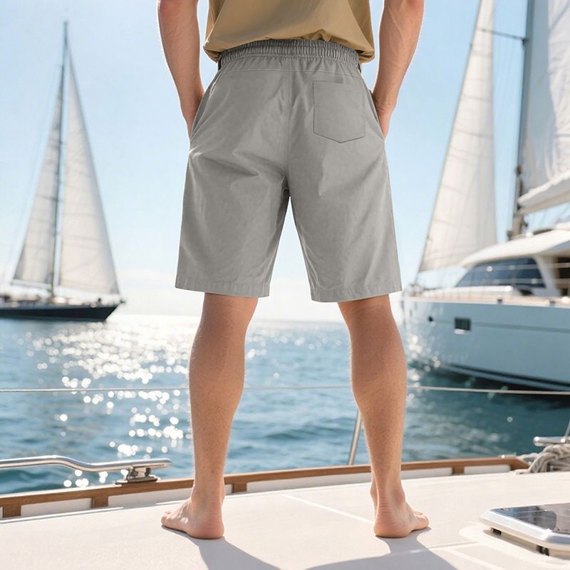 Pantalones de playa para hombre, de verano, informales, ligeros y lujosos, de cinco puntos, con cordón cruzado, talla grande_voghion.com