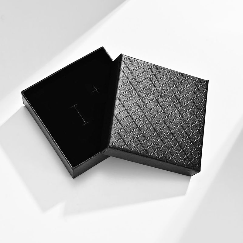 Women's Jewelry Titanium Steel Ring Earring Gift Box Diamond Checkered Black Paper Packaging Box Pendant Set Jewelry Box_voghion.com