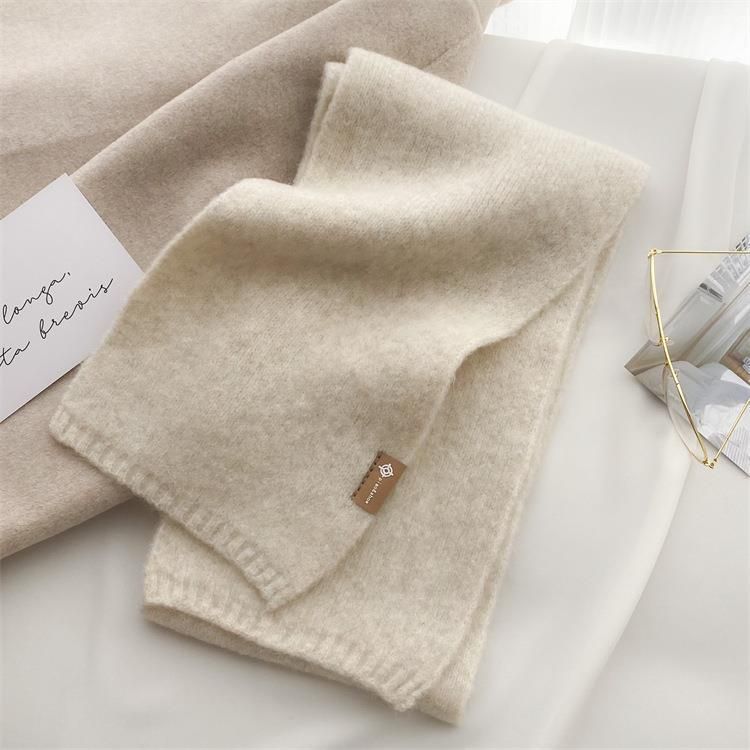 2025 New Trendy And Easy To Match Small Scarf Women's Autumn And Winter Soft Waxy Knitted Imitation Cashmere Neck Protection Scarf_voghion.com