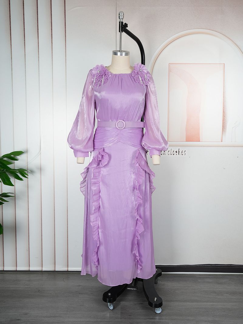 Plus-Size Floral Maxi Dress – Elegant Ruffle Sleeve Chiffon Dress With 3d Embroidery, High Waist & Flowy Hem, Women’S Formal Evening Gown_voghion.com