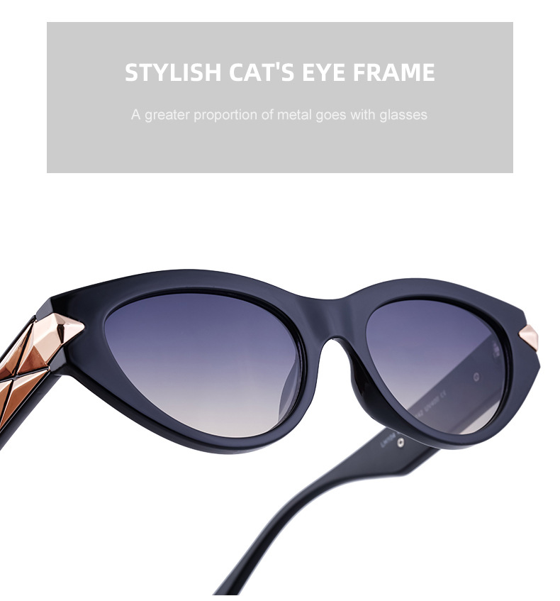 Foto di strada alla moda cat's eye, occhiali da sole resistenti ai raggi UV, occhiali da sole femminili_voghion.com