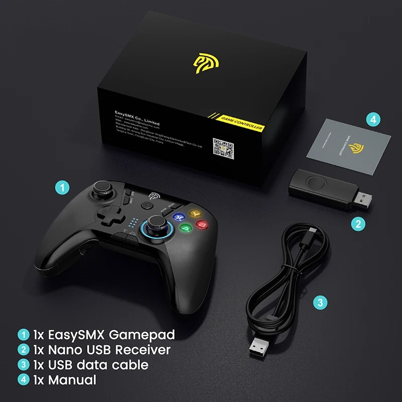 EasySMX 9110 manette de jeu USB sans fil 2.4G, contrôleur de manette de PC Programmable pour ordinateur Windows, PS3, Android Smart_voghion.com
