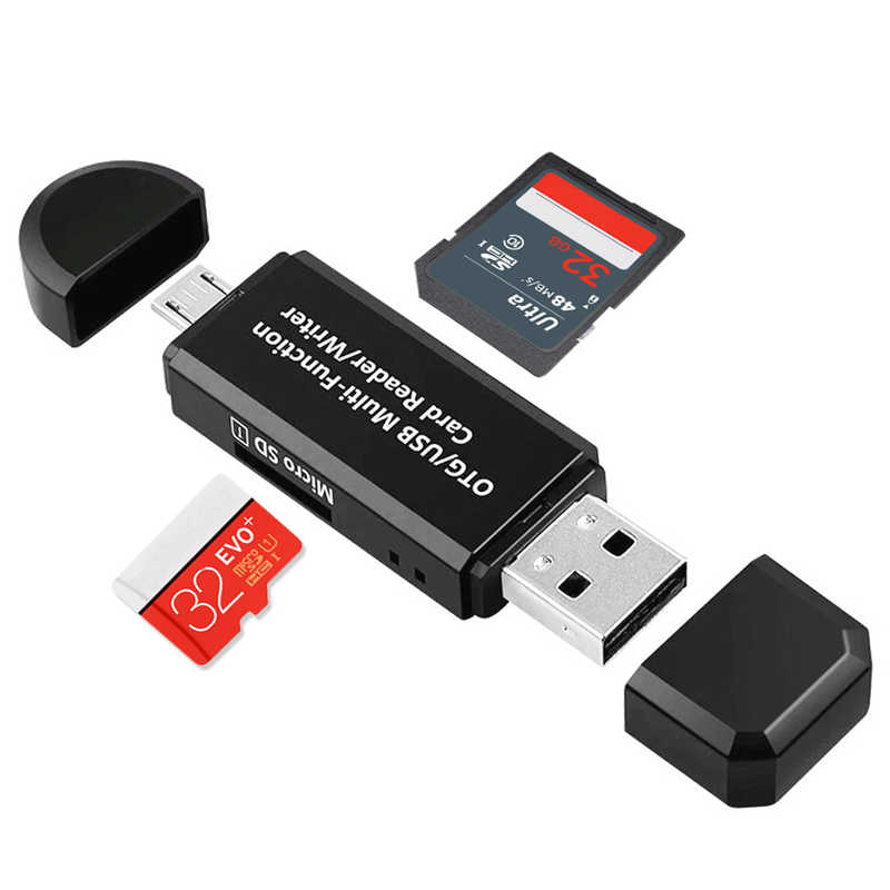 2 In 1 USB SD Card Reader Micro USB Memory OTG Adapter For SDXC/SDHC/SD/MMC/RS-MMC/Micro SD/TF /Micro SDXC/Micro SDHC/UHS-I_voghion.com