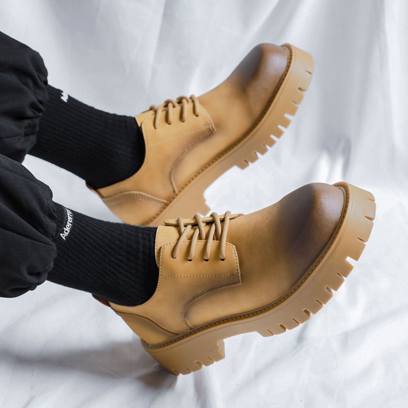 Herren-Derby-Schuhe, dicke Sohle, runde Zehenpartie, Hochzeitsschuhe, unsichtbare Erhöhung, 10 cm, Business-Freizeit, Lederinnenhöhe_voghion.com