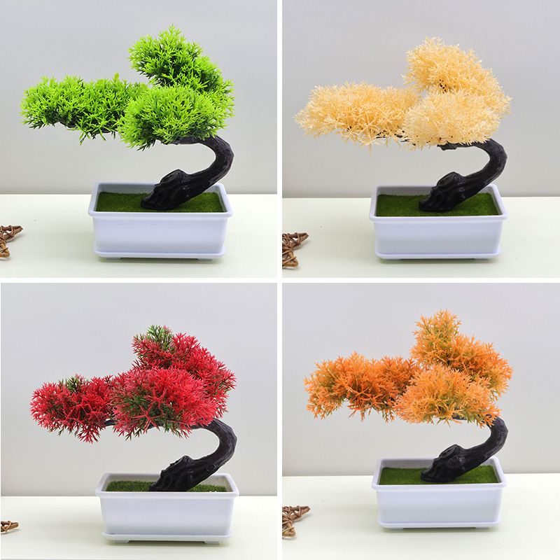 Wohnmöbel Simulation Pflanze einladende Kiefer kleine Topfpflanze Kunststoff Bonsai Home Dekoration Wohnzimmer Schreibtisch kleine Ornamente_voghion.com