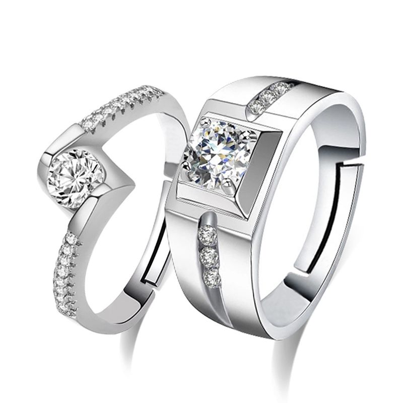 Anelli di coppia a forma di cuore, regolabili, in argento, unisex, con coda aperta, regalo coreano per San Valentino_voghion.com