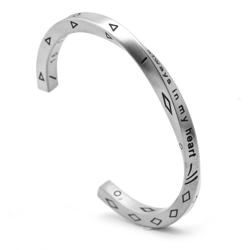 Women's Jewelry Nordic Style Titanium Steel Viking Text Personality Bracelet C Shaped Hand Jewelry Retro Twisted Open Bracelet_voghion.com