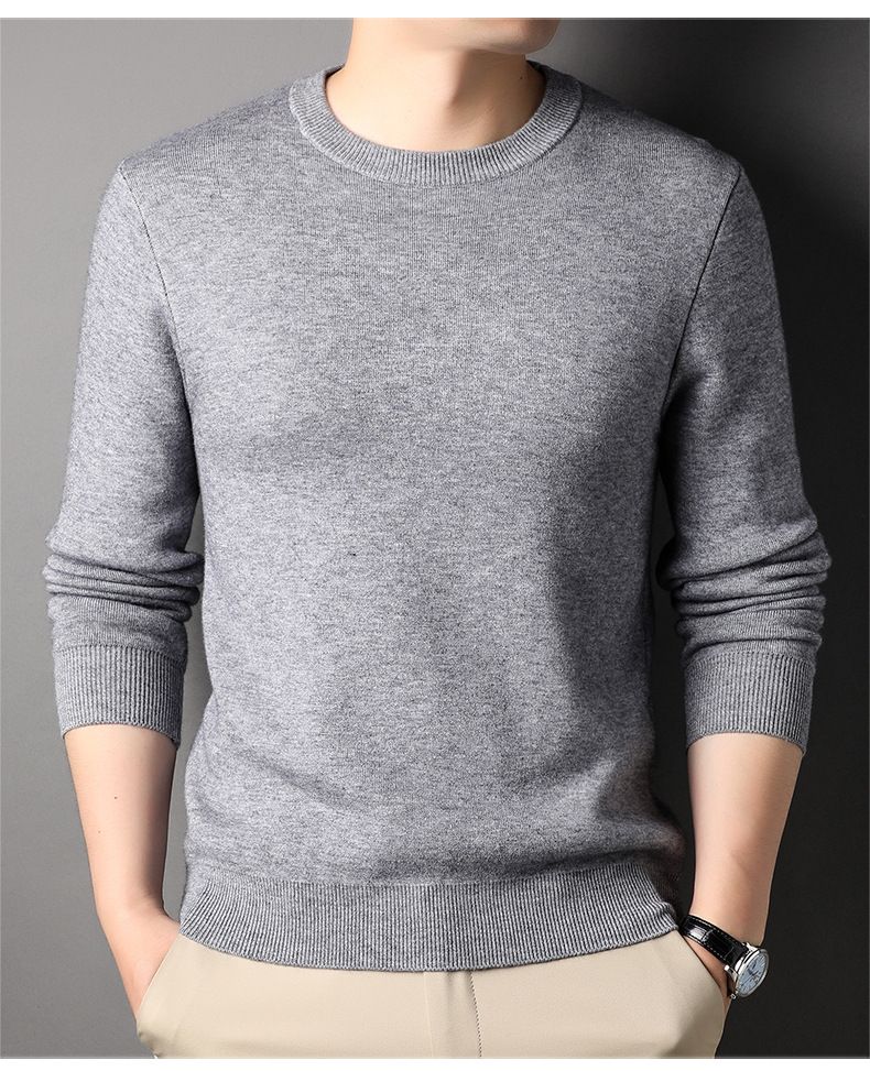 Maglione da uomo a tinta unita, vestibilità slim, versatile, girocollo, base in maglia, autunno dal vivo_voghion.com