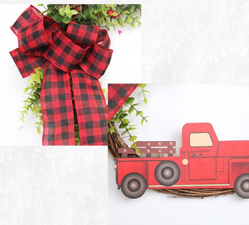 Ghirlanda di simulazione natalizia ciondolo ad anello in rattan decorazioni natalizie fiocco per auto rossa decorazione per appendere la porta_voghion.com