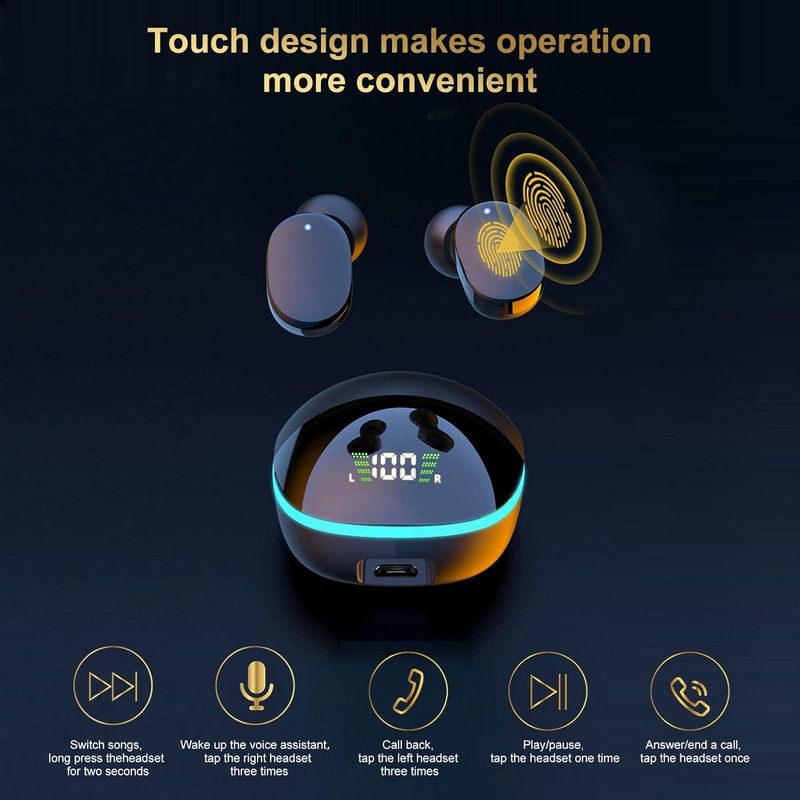 Wireless Bluetooth Headphones, IPX4 Waterproof, Ideal For Sports, Music And Gaming, Compatible With IOS/Android._voghion.com