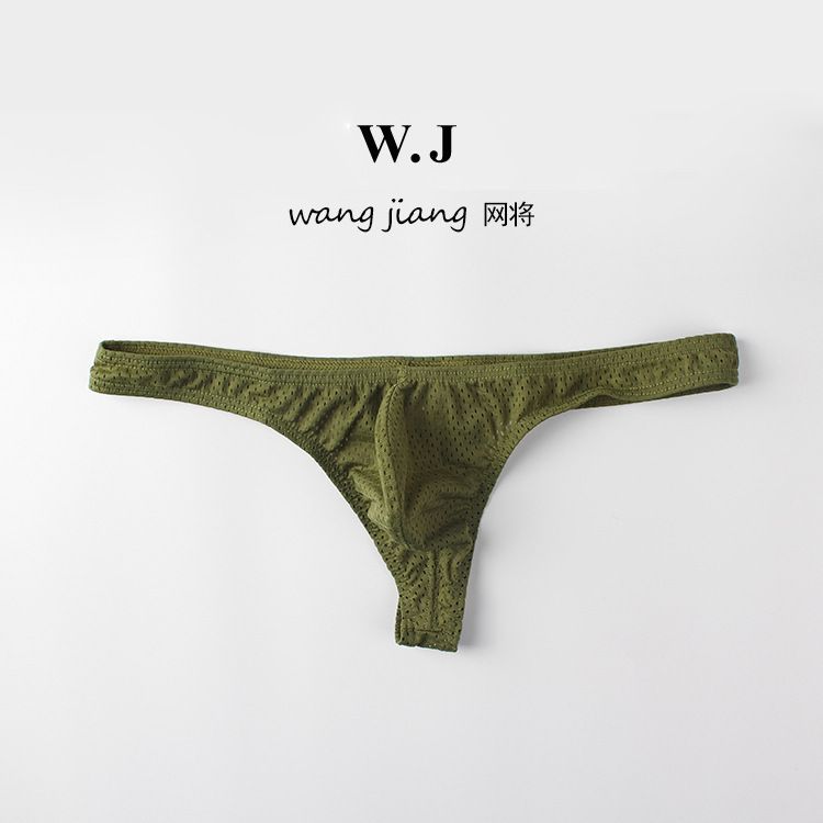 Men's Triangle Briefs Sexy Low Waist Nylon Ice Silk Mesh Breathable Thong T-Pants_voghion.com