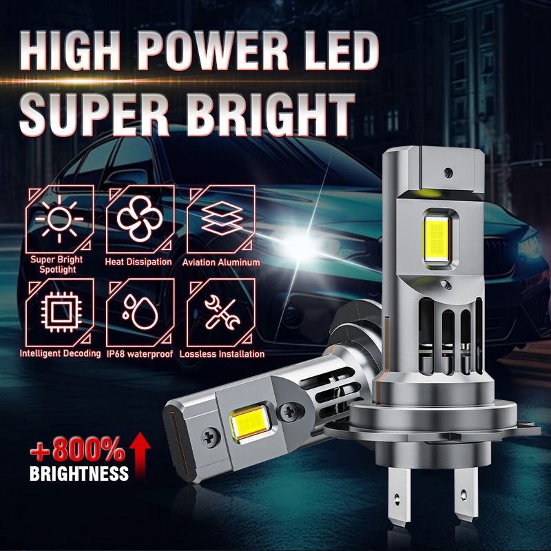 Lampadine per fari Turbo H7 H11 da 800 W, luci CANBUS, 80000 lm, H4 9012 9005 HB3 9006, mini lampada 3580 CSP, LED per auto wireless con_voghion.com
