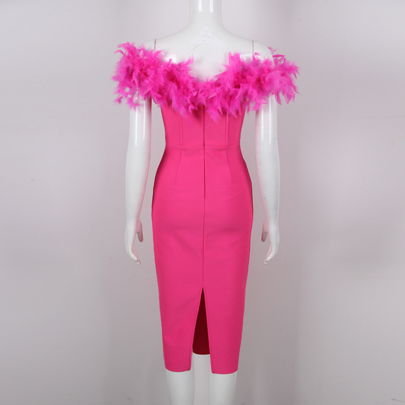 Sanftes Temperament für Damen, königliche Schwester, Röhrenoberteil, tiefes V-Feder-Verbandkleid, Promi-Licht, Luxus, High-End-Nischen-Abendkleid, Bankett_voghion.com