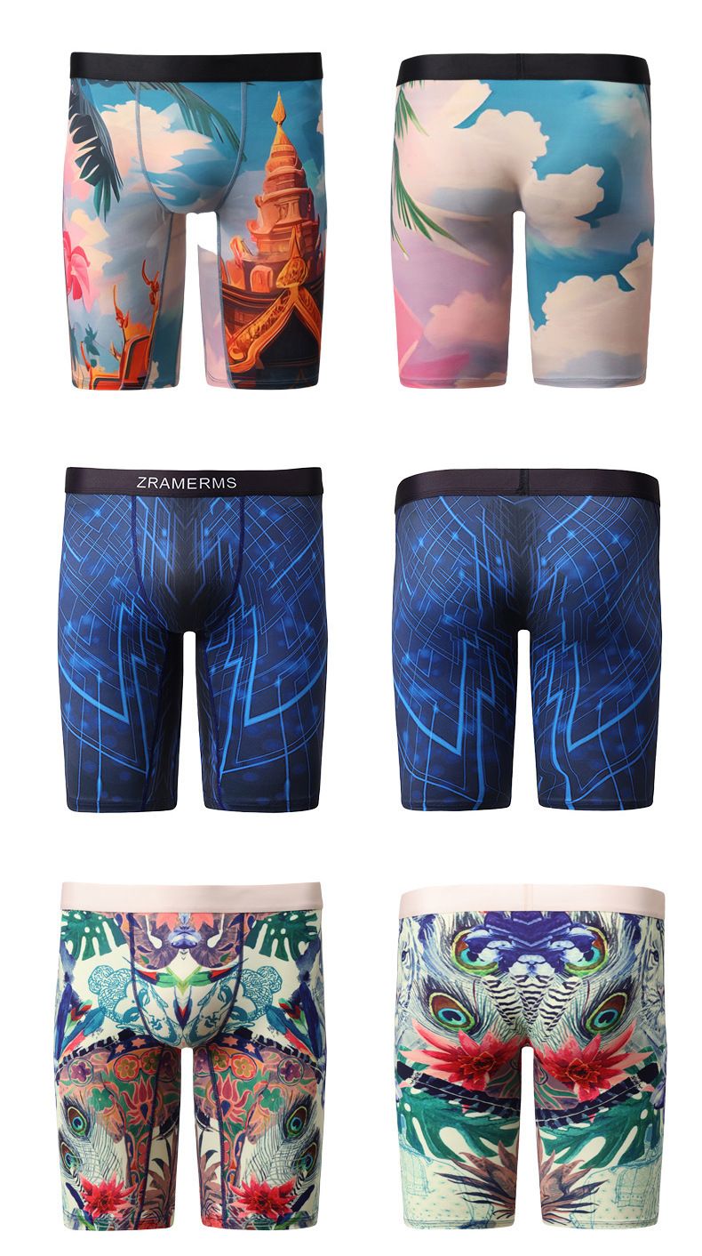 Sous-vêtements pour hommes, imprimé requin, tendance, séchage rapide, respirants et longs, boxers et leggings de sport_voghion.com