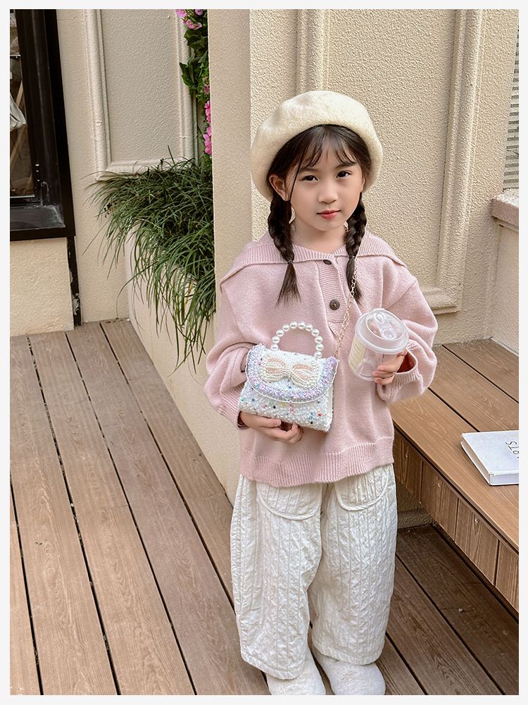Andralyn Bērnu soma Modes plecu soma karikatūra Pearl Bow Crossbody Bag Mini Princess Zero Wallet_voghion.com