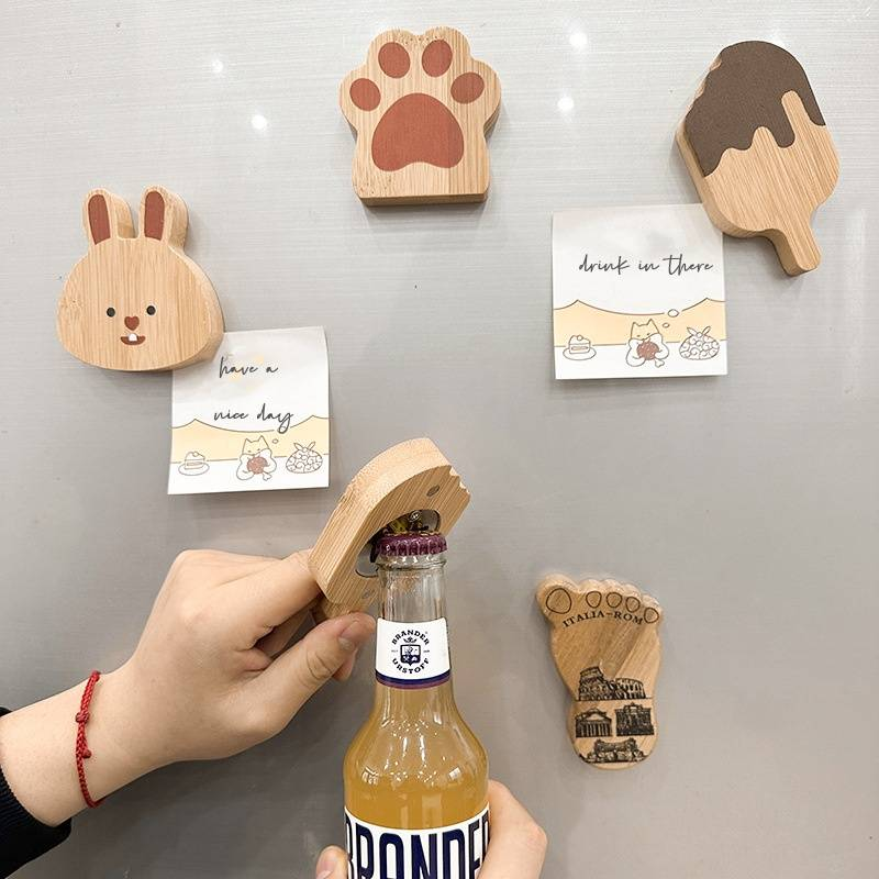 Cartoon refrigerator sticker 1pc multifunctional creative magnet bottle opener home wine starter_voghion.com