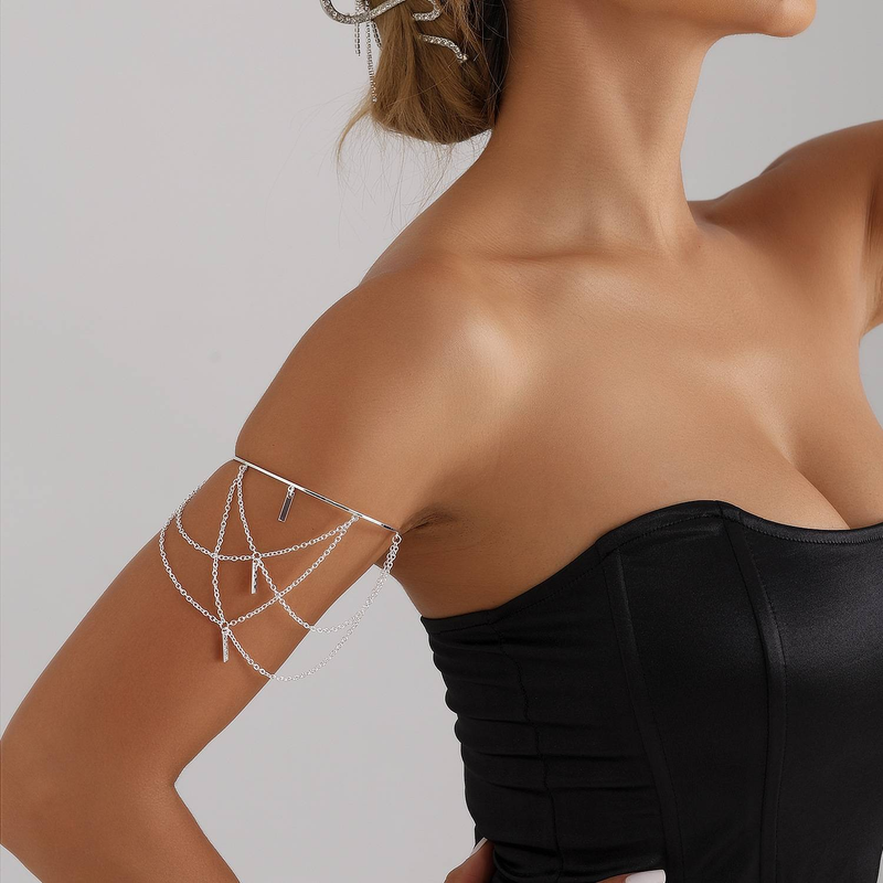 Punk adjustable metal chain open arm chain for women casual beach Wind Sue arm chain_voghion.com