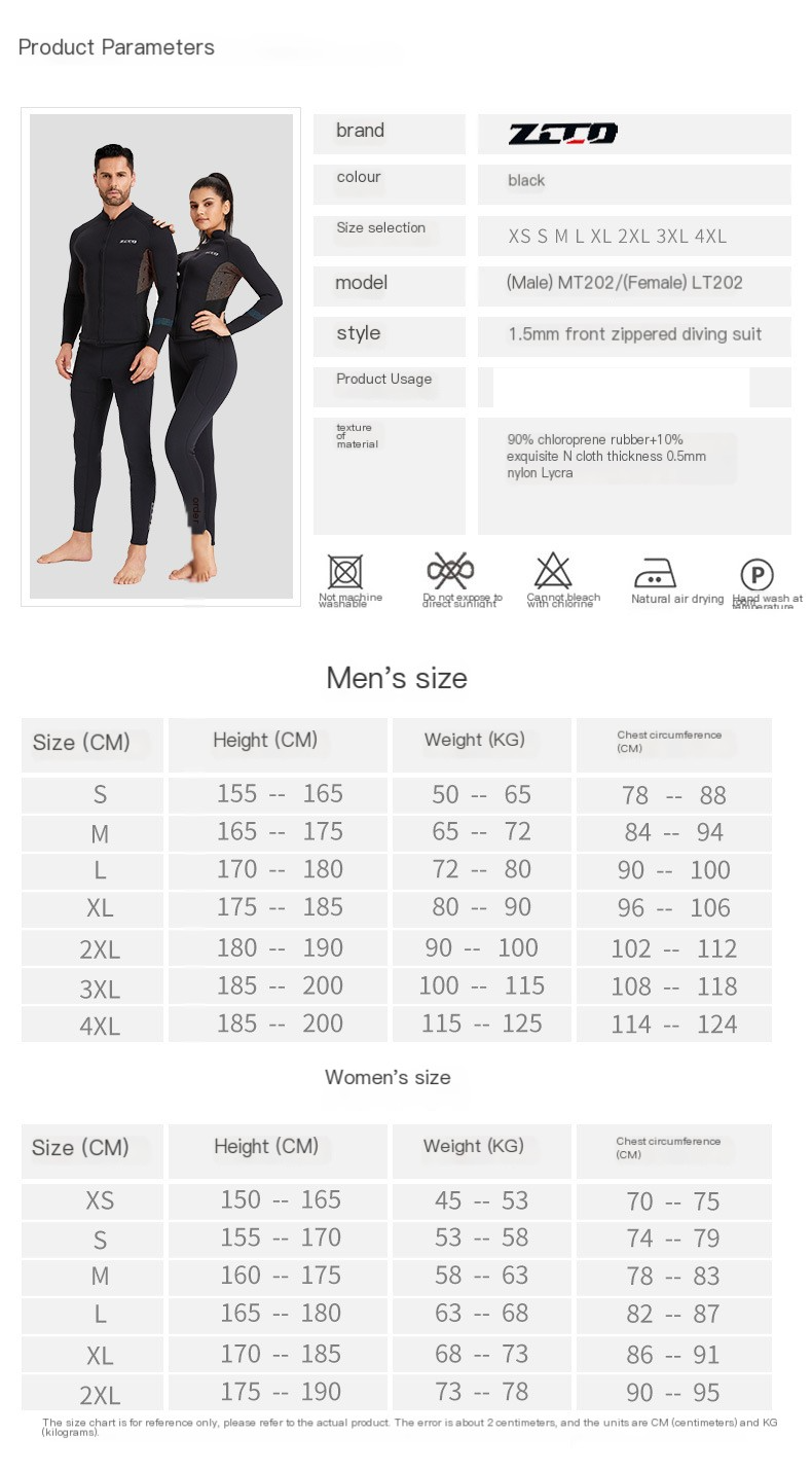 1.5mm diving suit men's and women's separate long sleeve diving suit Winter snorkeling surf coat_voghion.com