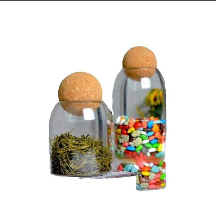 Home Furniture Japanese Storage Ball Jar Glass Tea Can Simple Cork Jar Sealed Candy Jar Storage Jar Dry Food Storage Jar_voghion.com