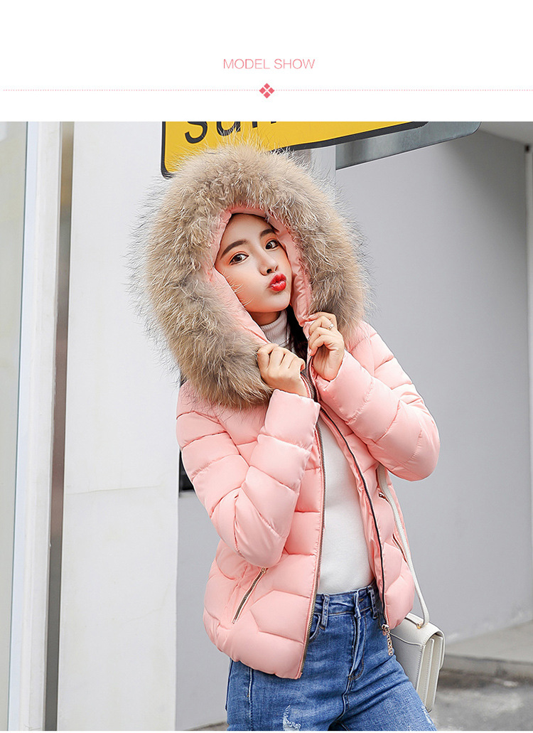 Dameskleding, korte gewatteerde jas met capuchon van imitatiebont, slim fit winterjas, warme gewatteerde bovenkleding voor vrije tijd en woon-werkverkeer (wit, grijs, zwart, roze)_voghion.com