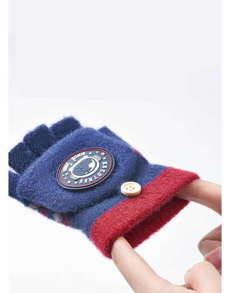 Guanti invernali per mamma e bambino, per bambini e bambine - Guanti in morbida maglia con dita e copertura ribaltabile, caldi e comodi per la scuola e i giochi all'aperto (taglia unica)_voghion.com