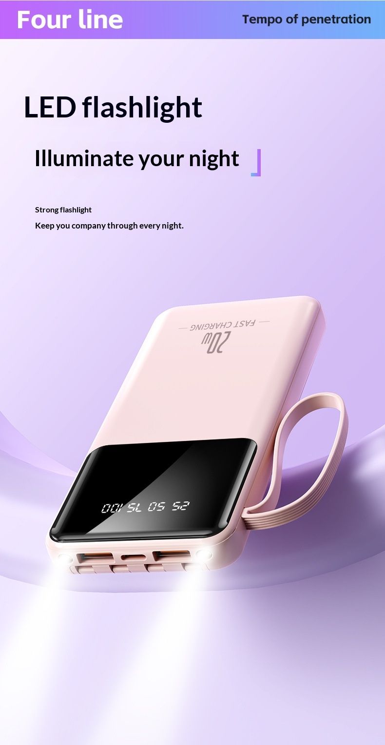 3C Certified Built-in Cable Large Capacity Bank 20000mAh Portable Fast Charging Mobile Power Supply Custom_voghion.com