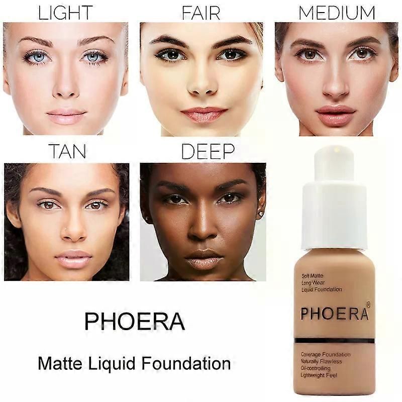 PHOERA 2pcs/set Liquid Coverage Foundation Facial Base Cream Brighten Moisturizer Mineral Full Cover Concealer Makeup TSLM1_voghion.com