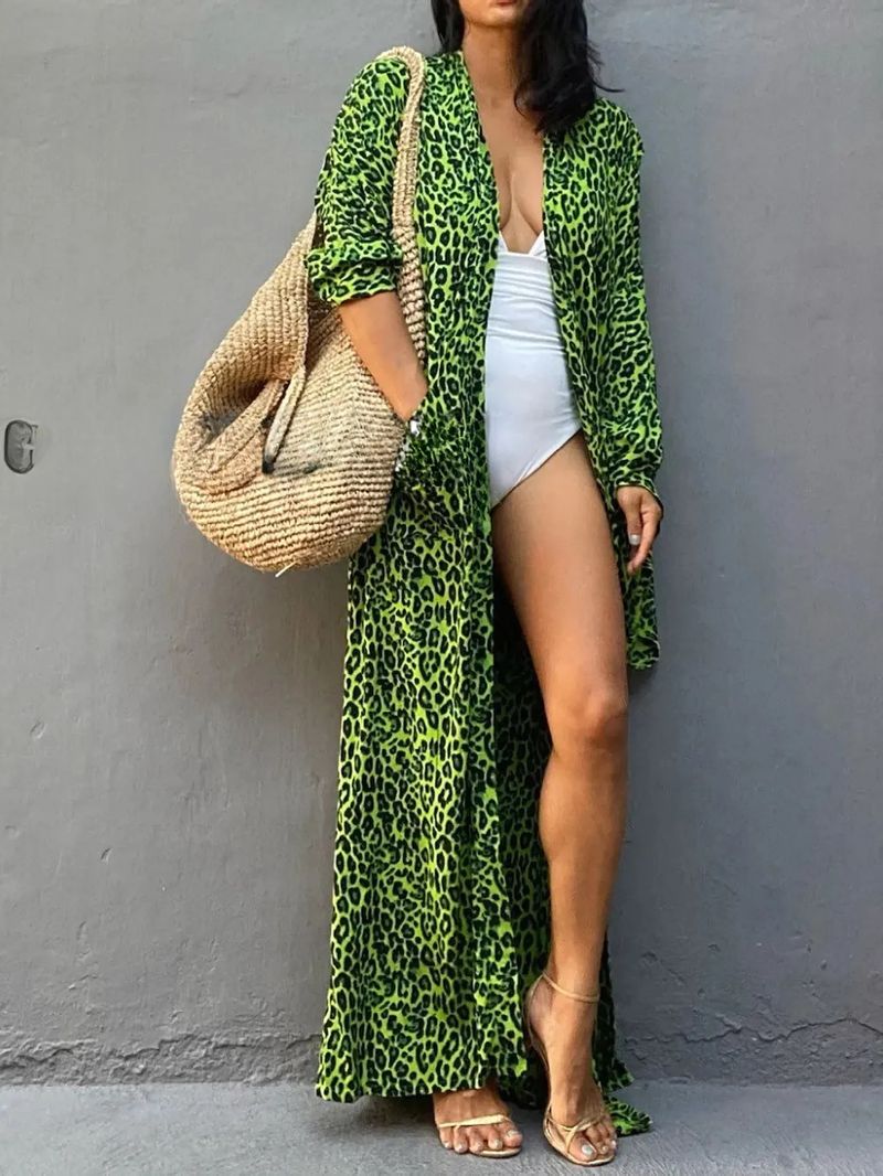 Leichtes Strandkleid aus Baumwolle für Damen – Sonnenschutz-Kimono mit Blumendruck, Bikini-Wickeltuch, Bademoden-Überzug für den Urlaub_voghion.com