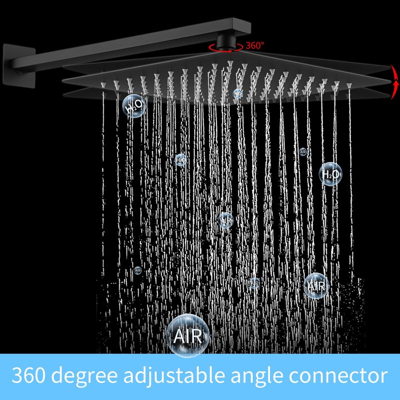 Shower System Shower Faucet Combo Set Wall Mounted With 12" Rainfall Shower Head And Handheld Shower Faucet, Matte Black Finish With Brass Valve Rough-In_voghion.com