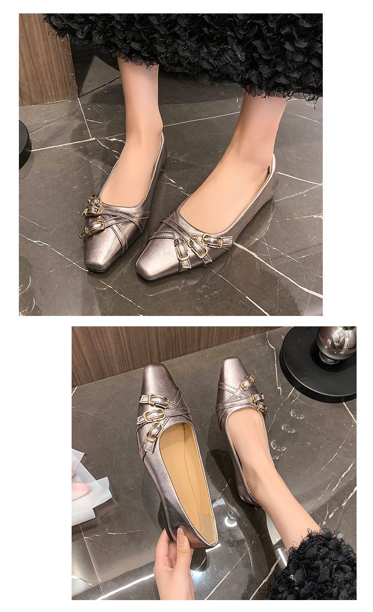 Loafer mit quadratischer Zehenpartie für Damen – flache Slipper mit Gürtelschnallen-Design (elegant und bequem, perfekt fürs Büro und die Freizeit)_voghion.com