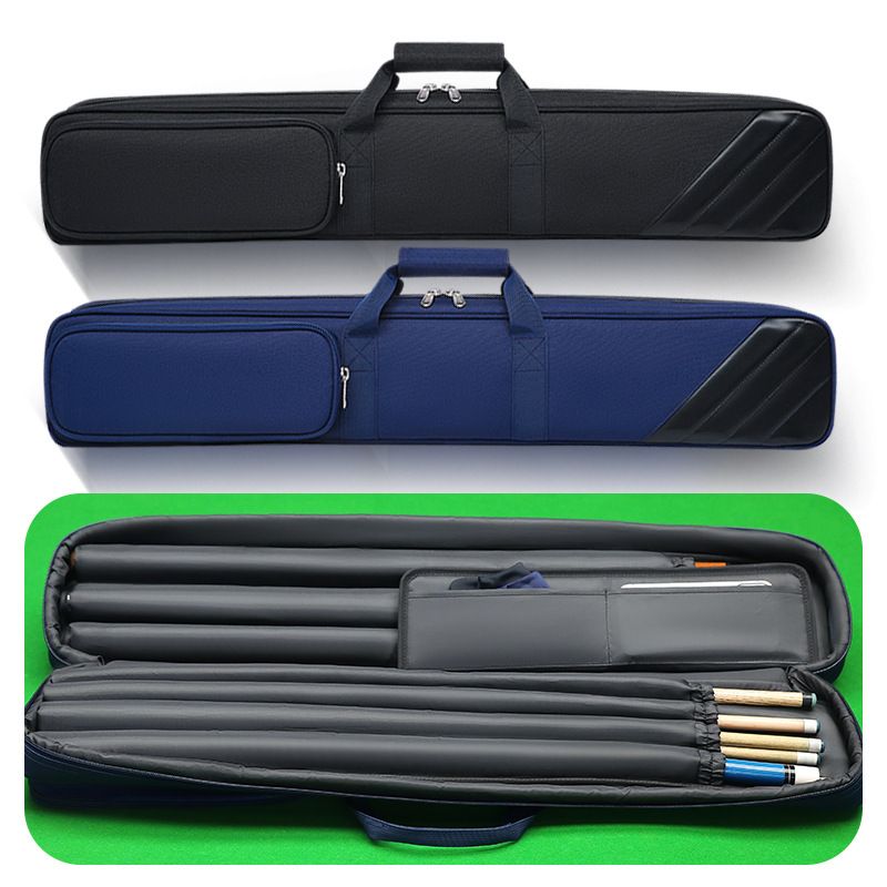High-Quality Snooker Cue Case For 3/4 & 1/2 Cues - Durable Oxford Fabric With Polyester Lining - Travel-Friendly & Compact Storage - Black & Blue_voghion.com