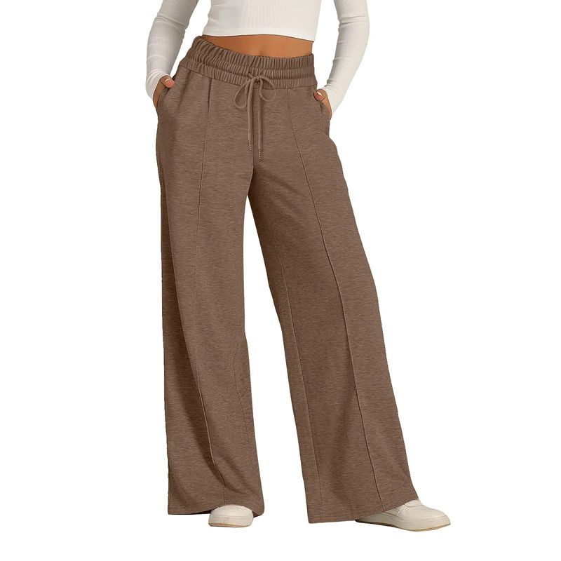 Pantaloni da tuta a vita alta e gamba larga da donna, morbidi jogger in cotone al latte traspirante, pantaloni casual larghi per corsa, yoga e viaggi (S-XXL)_voghion.com