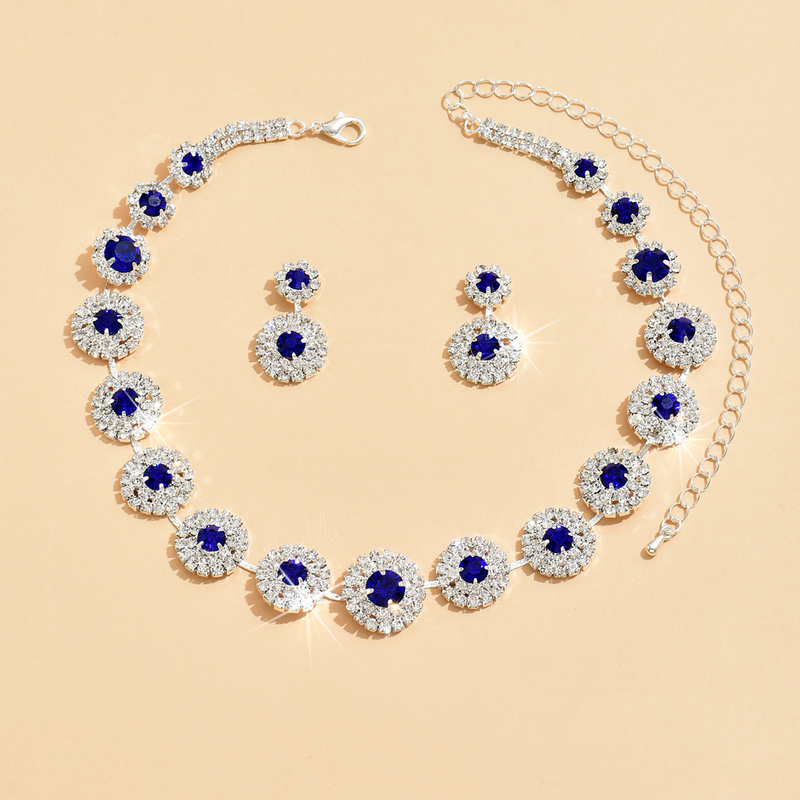 Set di gioielli da donna, alla moda, abiti da sposa alla moda, gioielli da sposa, collana, orecchini, bracciale, anello, rotondo, semplice, abito, accessori per abiti._voghion.com
