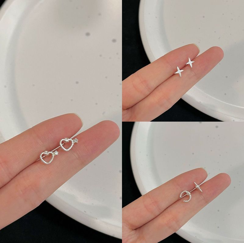 Set di orecchini alla moda, semplici, versatili e di base, per donne, in argento, adatti per spostamenti quotidiani._voghion.com