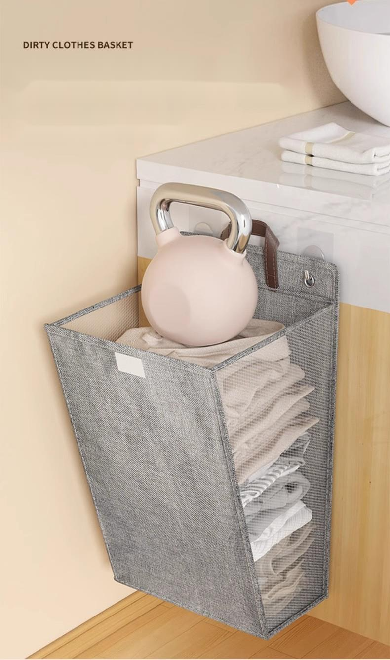 Nieuwe praktische, aan de muur te bevestigen, opvouwbare wasmand voor in de slaapzaal, multifunctionele wasmand_voghion.com