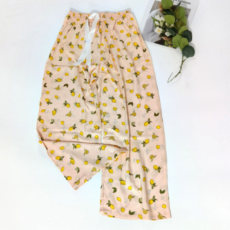 Pyjama aus Baumwolle und Seide für Damen in großen Größen, lockere Hose für Schwangere, reine Baumwolle, dünne, weite Sieben-Punkt-Einzelhose_voghion.com