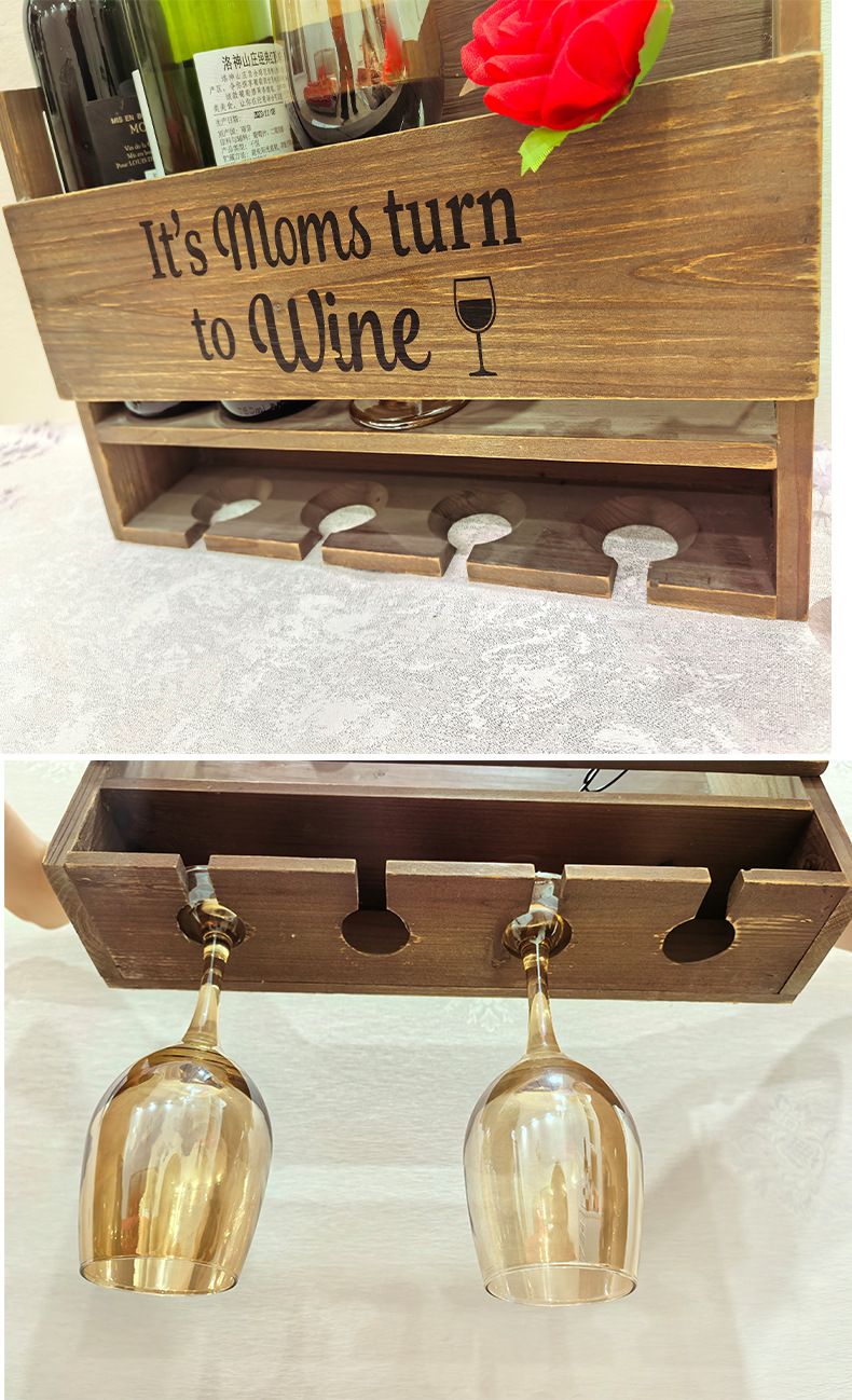 Lagerung Haushalt Holz Rot Glas Invertiert High-End Luxus Wein Rack Einzel_voghion.com