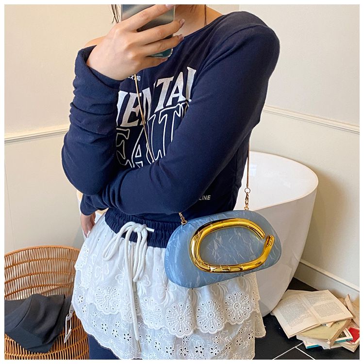Classic Round Box Clutch Evening Mini Small Bag Metal Handle Chain Single Shoulder Crossbody_voghion.com
