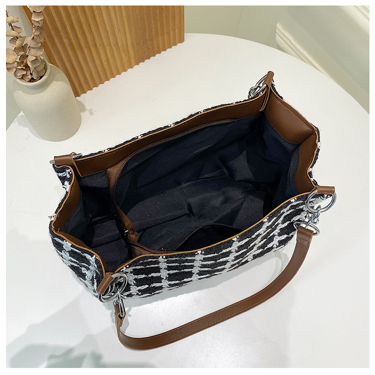 Jesenski i zimski kontrast boja jednostavna zvjezdana mreža crvena eksplozivna Toth ženska karirana torba velikog kapaciteta preko ramena_voghion.com