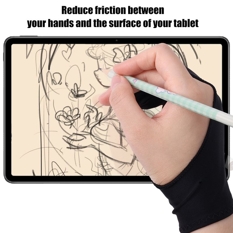Guanto anti-touch anti-inquinamento per iPad, tablet, guanti universali da disegno a due dita, XS/S/M/L_voghion.com