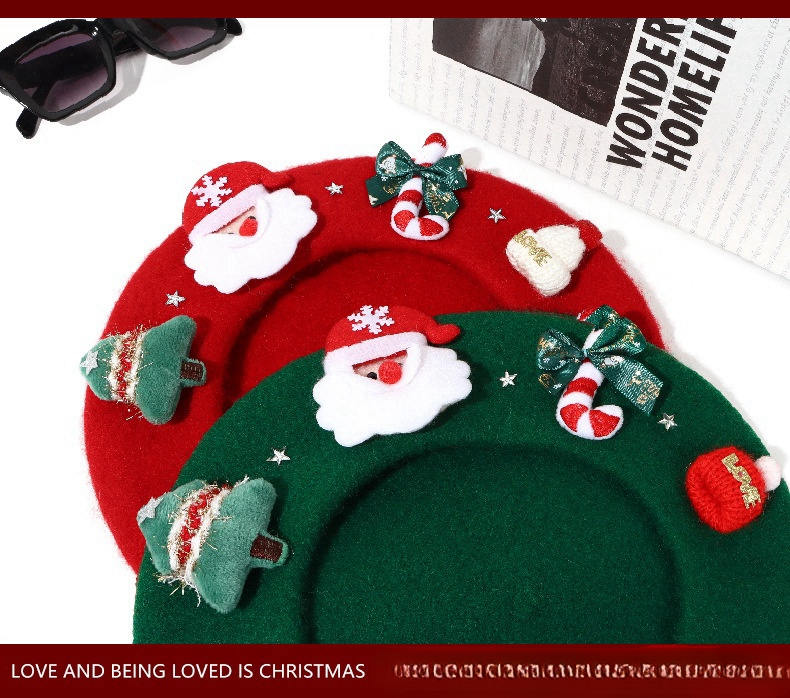 Heiße Designer-Modelle, Temperament-Trend, lässige Damen-Eltern-Kind-Wolle Hundert mit Druck, warme Herbst- und Winter-Weihnachtselemente, warme Knospenkappe_voghion.com