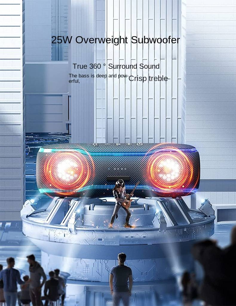 Bärbar Bluetooth-högtalare - IPX7 vattentät med färgglatt blinkande ljus, 25W subwoofer TWS-parning lämplig för utomhusbruk, hemmet, fest, strand, resor_voghion.com