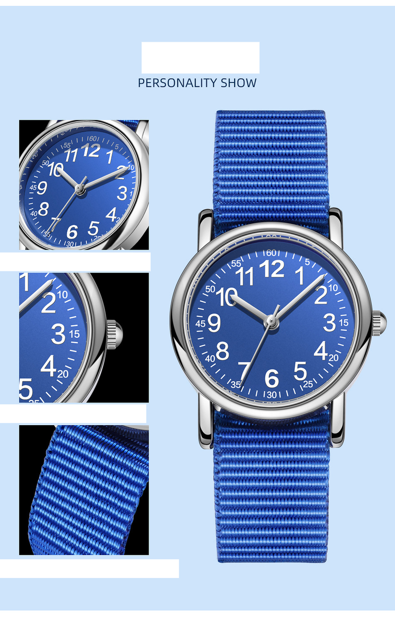 Reloj para niños, reloj para estudiantes, moda trenzada de una sola pieza con lindo reloj de cuarzo impermeable para niños_voghion.com