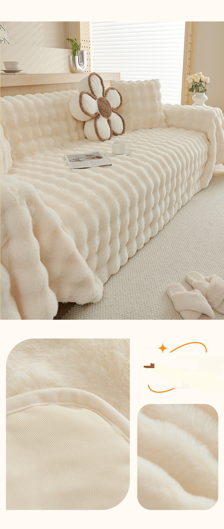 Funda de tela de peluche de conejo para el hogar y el jardín, con diseño de celebridades, antideslizante, para invierno, con todo incluido, nueva funda para cojín de asiento, funda antiarañazos para gatos_voghion.com