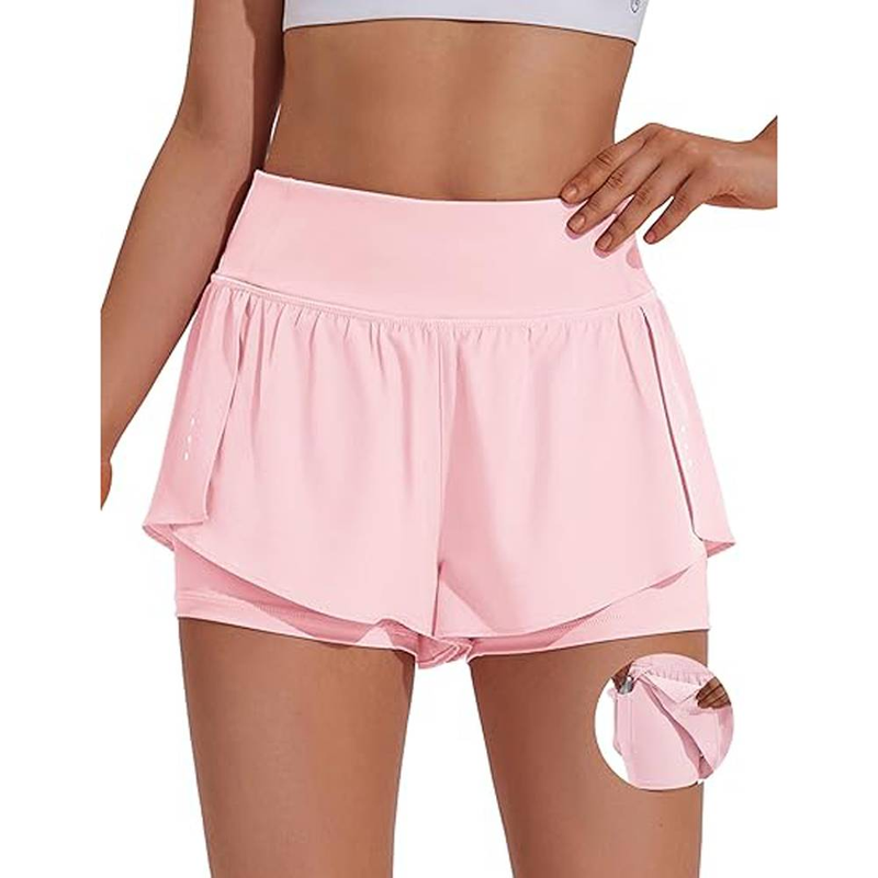 Pantaloncini sportivi da donna, intimo da ciclismo, pantaloncini da corsa, pantaloncini fitness a vita alta con tasche laterali_voghion.com