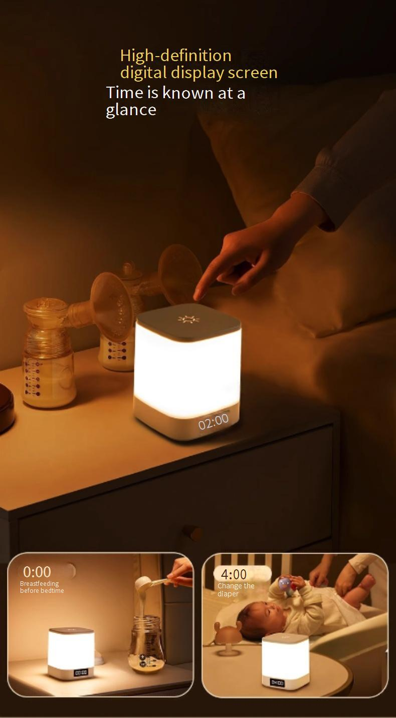 Wiederaufladbares Nachtlicht fürs Schlafzimmer – sanftes Leuchten, augenschonend, perfekt zum Füttern von Babys und Kindern (Touch-Steuerung, 3 Farben, Timerfunktion, USB-Aufladung)_voghion.com