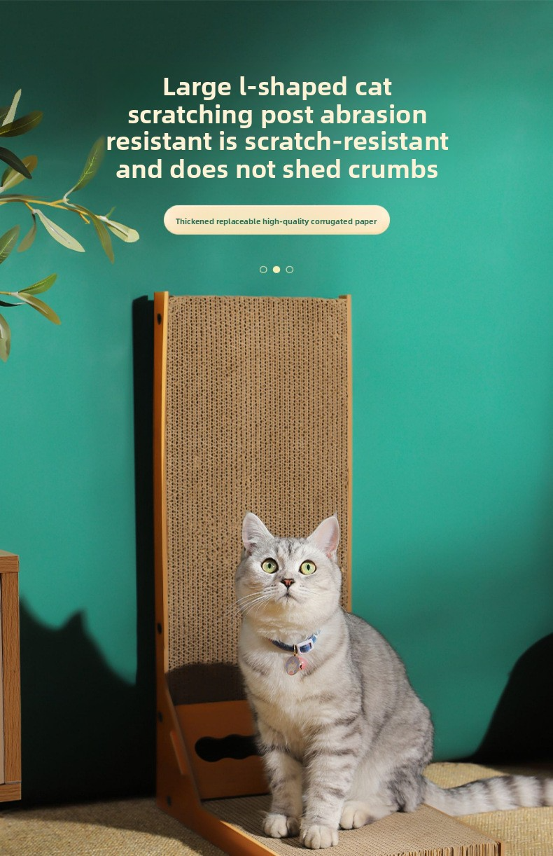 L-shaped Wall-Hugging Vertical Integrated Cat Scratching Board & Nest, Scratch-Resistant No-Shredding Cat Toy_voghion.com