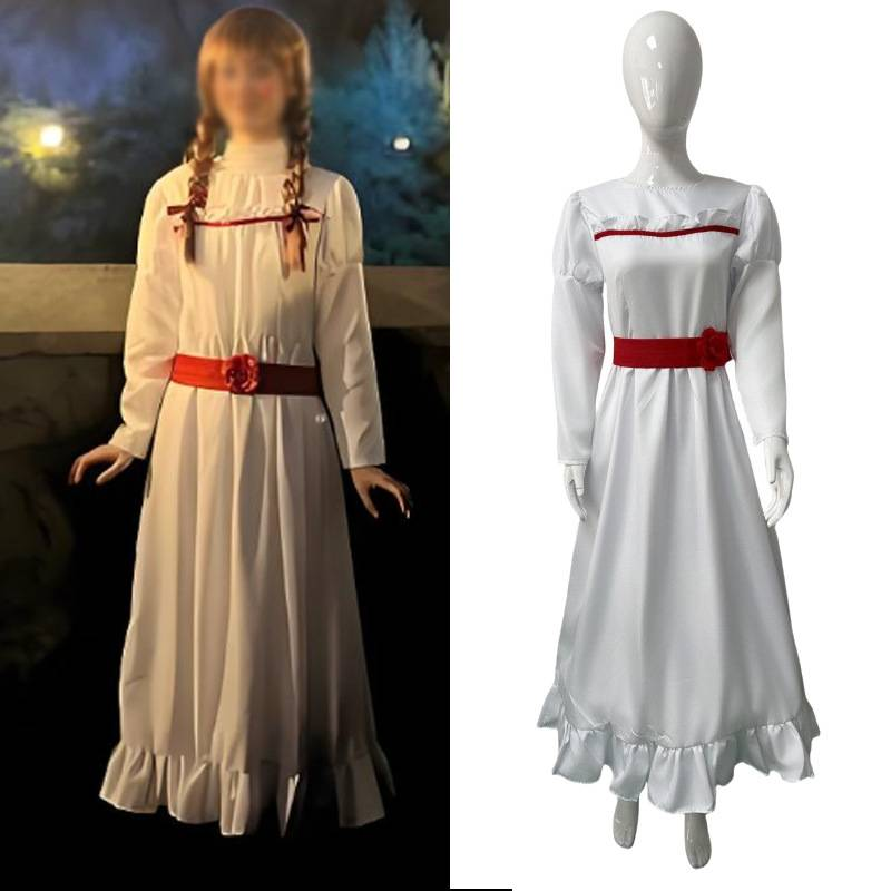 Elegantes weißes Annabelle-Halloween-Cosplay-Kleid – süßes Anime-Lolita-Kostüm für Bühnenauftritte und Rollenspiele (XS-XXXL)_voghion.com
