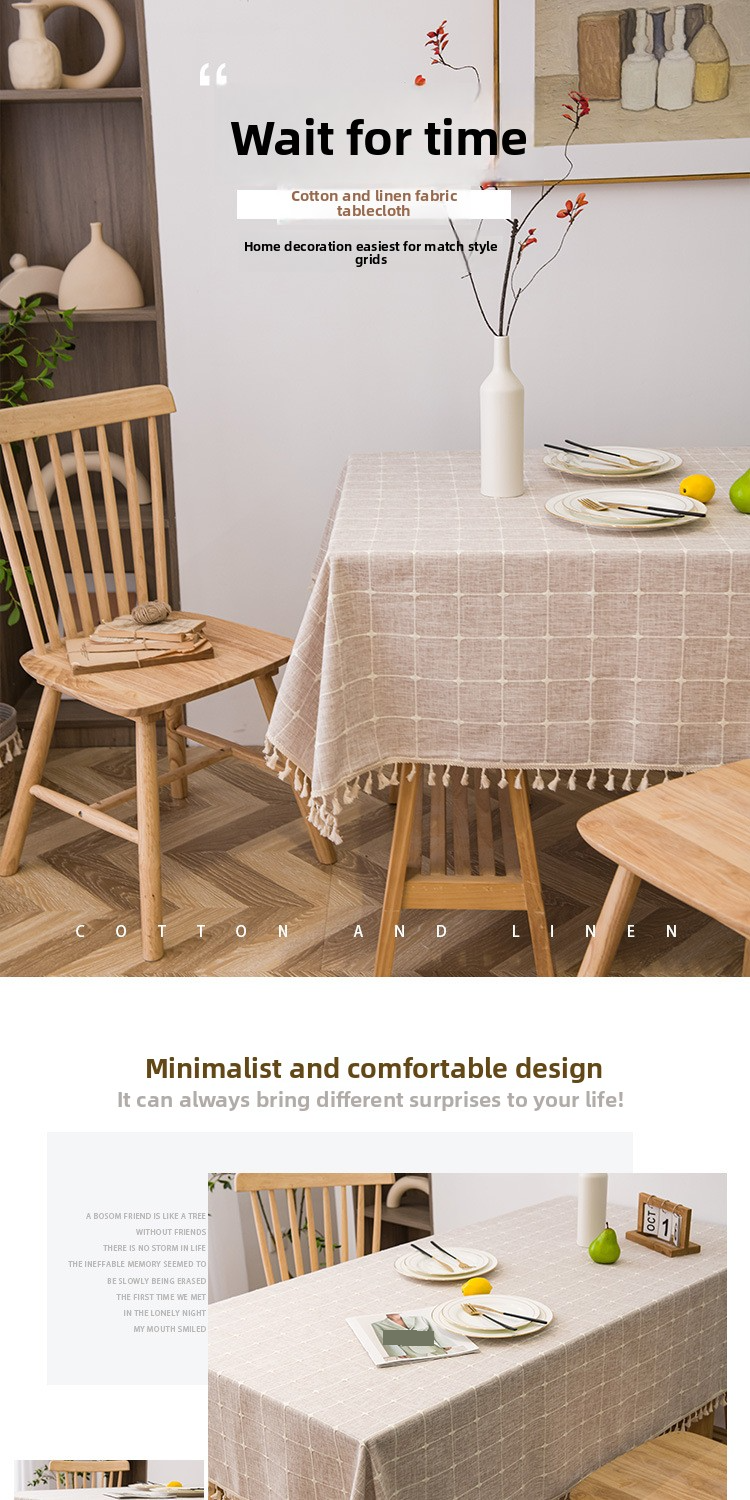 Scandinavian Polyester Tablecloth - Rectangle Dining & Coffee Table Cover, Dustproof & Heat-Resistant In Earth Tones (140x90cm/180cm/200cm/220cm)_voghion.com